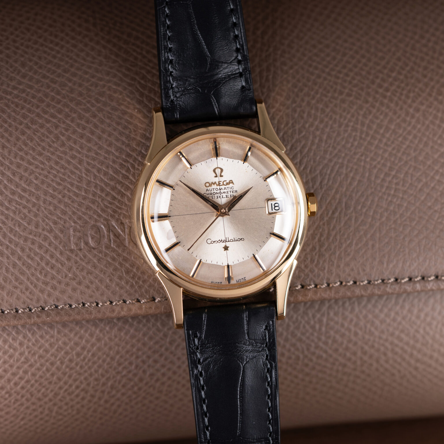 A Rare 18k Omega Constellation "Pie-Pan" Türler wristwatch from 1961.