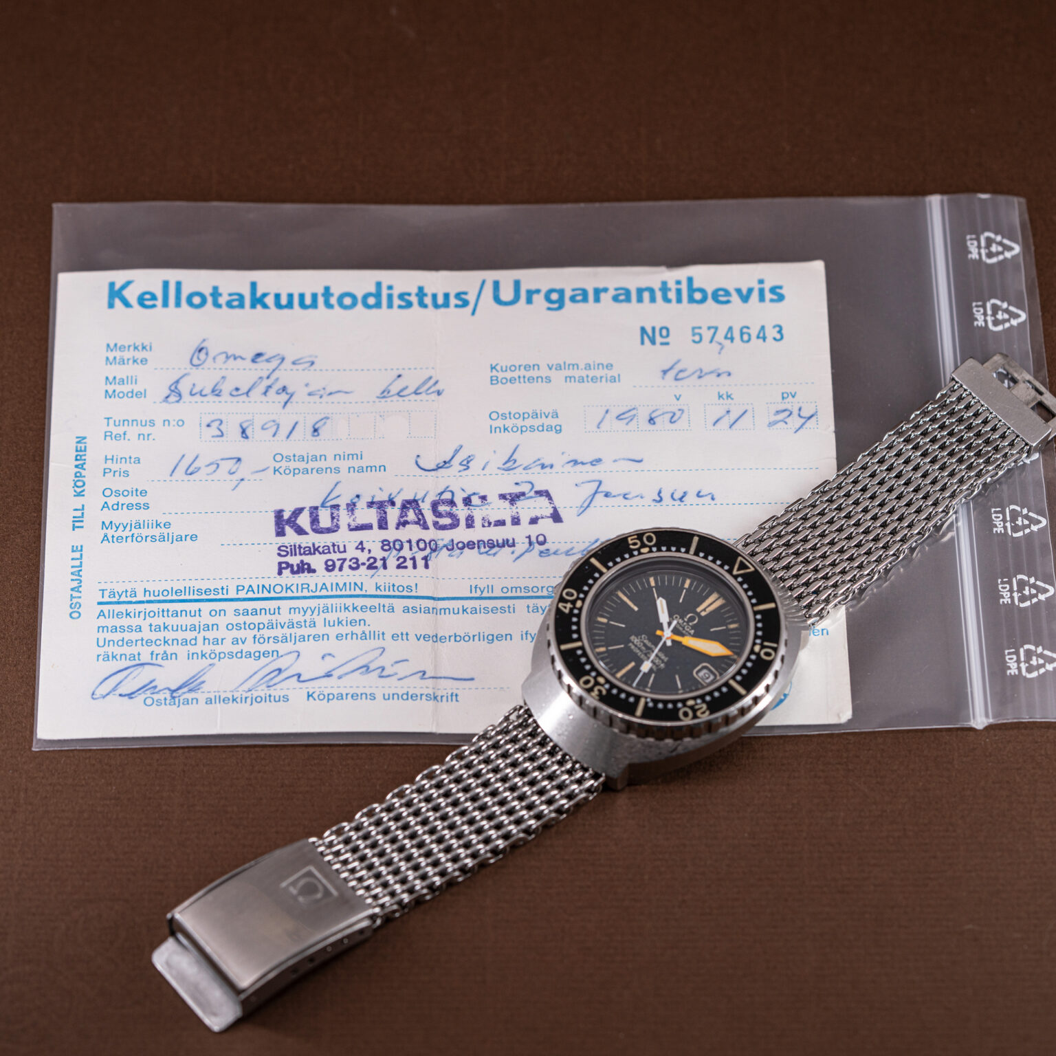 Very rare Omega Seamaster 1000 "The Grand" diver's watch from 1980.