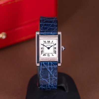 18k Cartier Tank Normale 78093 in white gold.