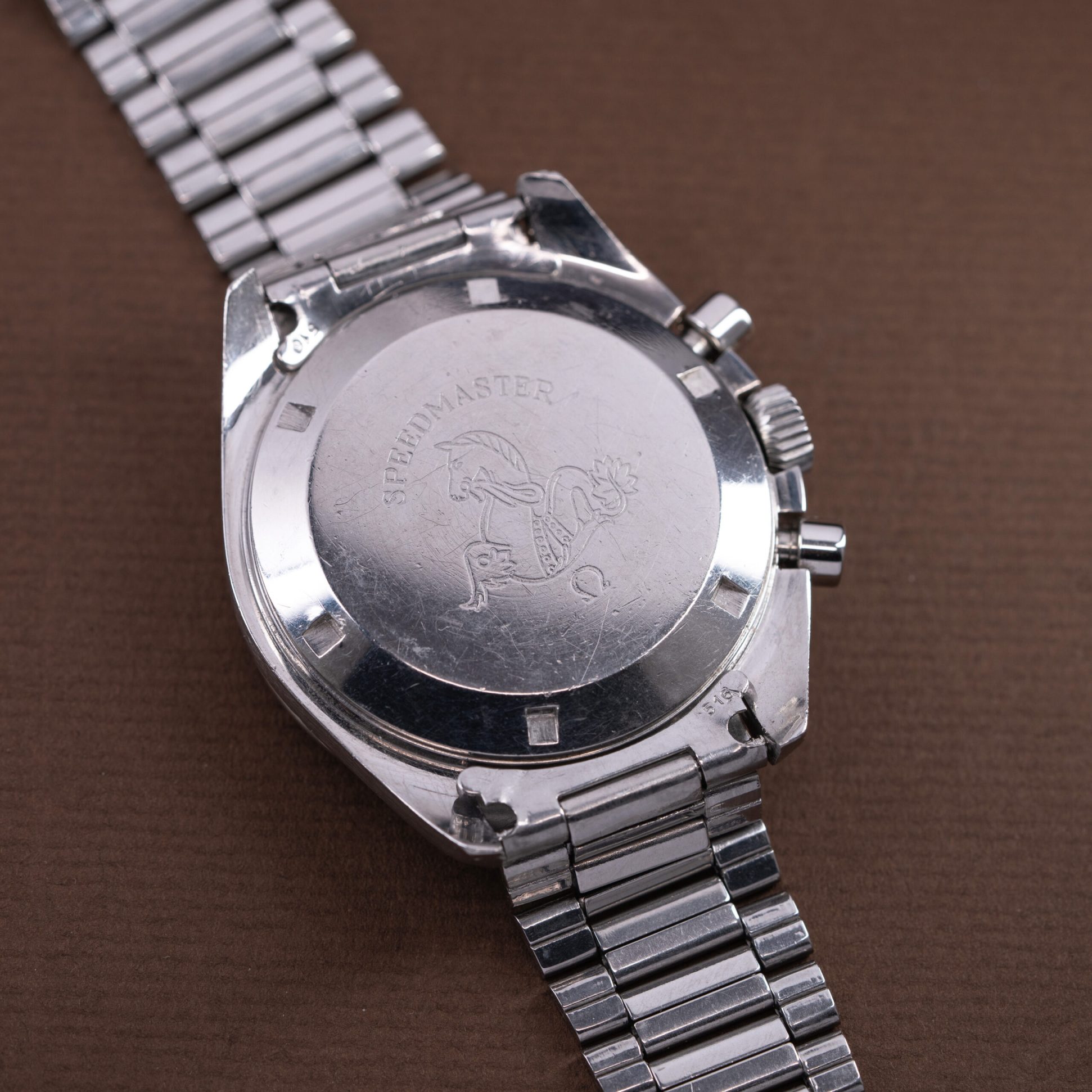 Omega Speedmaster 145.012-67 from 1968 with unpolished stainless steel case and original steel bracelet. 